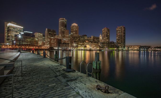 Waterfront uitzicht van Boston